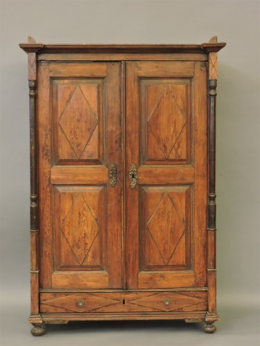 Lot 548 - An 18th century Austrian pitch pine wardrobe