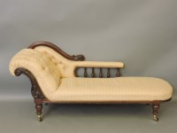 Lot 619 - A Victorian walnut chaise longue