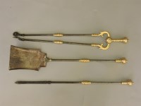 Lot 362 - Set of three steel/brass fire irons