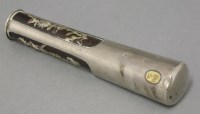 Lot 214 - An inlaid silver lady's parasol handle