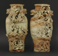 Lot 233 - A pair of good soapstone vases