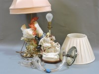 Lot 333 - Two pottery table lamps and shades