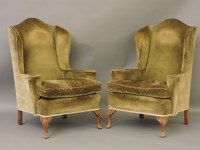 Lot 601 - A pair of wing armchairs