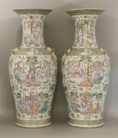 Lot 58 - A pair of large Canton famille rose Vases