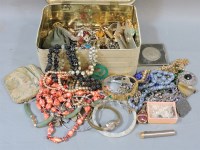 Lot 56 - A tin of various costume jewellery items