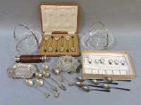Lot 94 - A set of six enamel and silver teaspoons