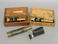 Lot 148 - Two brass monocular microscopes in wooden boxes