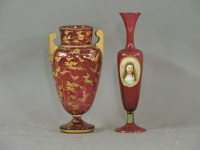 Lot 385 - A Victorian cranberry glass vase