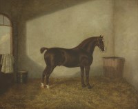 Lot 248 - Albert Clark (1821-1909)
A CHESTNUT HORSE IN A STABLE
Signed and dated 1892 l.l.