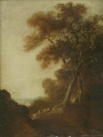 Lot 252 - Follower of Thomas Gainsborough
A WOODED LANDSCAPE WITH FIGURES AND SHEEP
Oil on board
40.5 x 31.5cm