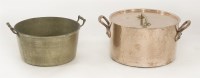 Lot 105 - A heavy copper jam pan and cover