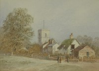 Lot 207 - Frederick Edward John Goff (1855-1931)
'SUTTON COURTNEY' - A VILLAGE GREEN WITH FIGURES