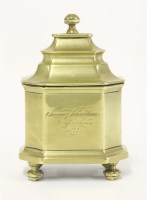 Lot 119 - A brass tobacco jar and cover