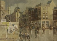 Lot 281 - Jacob London (1872-1953)
A DUTCH STREET SCENE WITH NUMEROUS FIGURES
Signed l.r.