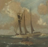 Lot 271 - William Hyams (1878-1952)
A SCHOONER PUTTING OUT FROM THE SOUTH COAST
Signed