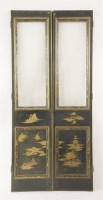 Lot 372 - A pair of 'Chinese' lacquer and chinoiserie decorated glazed doors