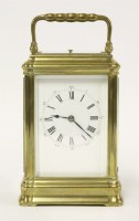 Lot 314 - A French gilt brass gorge case grande sonnerie carriage clock