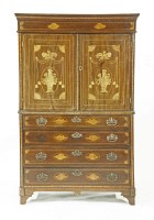 Lot 404 - A Dutch mahogany and oak inlaid cabinet