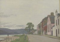 Lot 265 - George Houston RSA RSW (1869-1947)
A VILLAGE BY A LOCH
Signed faintly l.l.