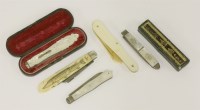 Lot 65 - A collection of pocket and fruit knives:
a folding 'fisherman's' pocket knife