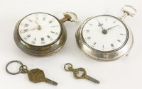 Lot 76 - A  silver pair cased verge pocket watch