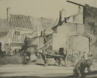 Lot 177 - Ernest Herbert Whydale (1886-1952)
'DEMOLISHING THE ROYSTON CROWN INN'
Etching