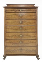 Lot 433 - A Biedermeier figured walnut tall secretaire chest