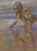 Lot 206 - Sue McDonagh (contemporary)
GIRL AT THE BEACH
Signed l.r.