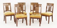 Lot 474 - A set of six Charles X mahogany single dining chairs