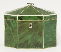 Lot 145 - A George III green tortoiseshell twin compartment tea caddy