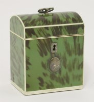 Lot 146 - A George III green tortoiseshell single compartment tea caddy