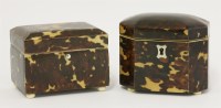 Lot 150 - Two tortoiseshell single compartment tea caddies