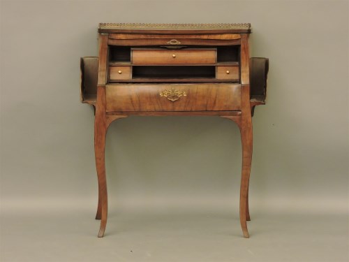 Lot 1540 - A 19th century French walnut roll top bureau