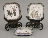 Lot 119 - A pair of Canton enamel square Trays
