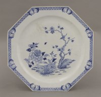 Lot 37 - A blue and white octagonal large Plate