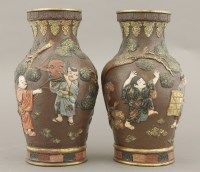 Lot 461 - A pair of high fired earthenwear vases