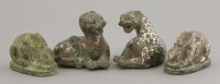 Lot 436 - A pair of cast copper Leopards and Rabbits