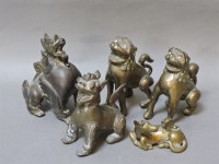 Lot 86 - Five Chinese brass mythological beasts