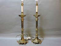 Lot 327 - A pair of brass table lamps