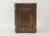 Lot 513 - A French oak Gothic Revival side cabinet