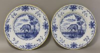 Lot 172 - A pair of mid 18th century Delft blue and white plates