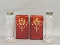 Lot 159 - A pair of silver rimmed cut glass vases