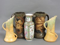 Lot 224 - A pair of Bretby 'Chinese' design vases