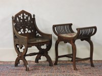 Lot 447 - A Victorian Gothic oak hall chair