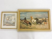 Lot 402 - Rudolf Schacht
CHARGING HORSES
Oil on canvas; and
Glyn T... I...
SALISBURY ARMS HOTEL
Watercolour