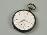 Lot 39 - A Longines cracked ice design back base gun metal and gold plated open faced pocket watch