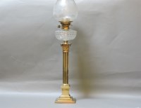 Lot 326 - A Victorian Corinthian column cut glass oil lamp