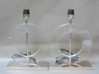 Lot 329 - A pair of contemporary lucite and chrome table lamps