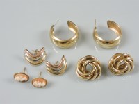 Lot 46 - Four pairs of 9ct gold earrings