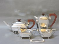 Lot 126 - A silver four piece teaset